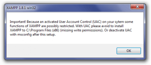 installing xampp - two message