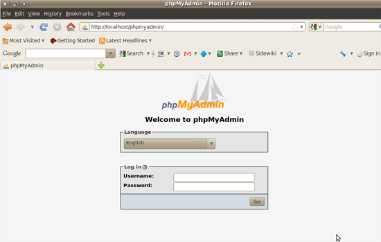 phpmyadmin and mysql on apache