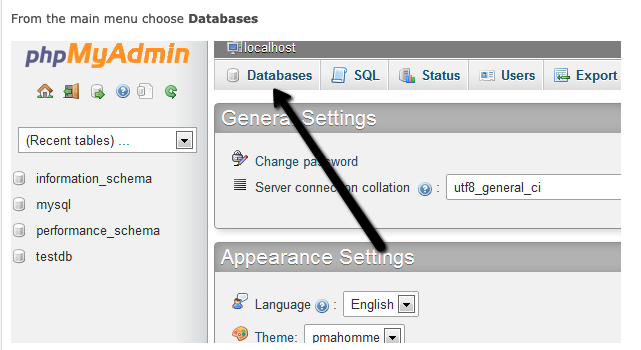 phpmyadmin create database phpmyadmin create database